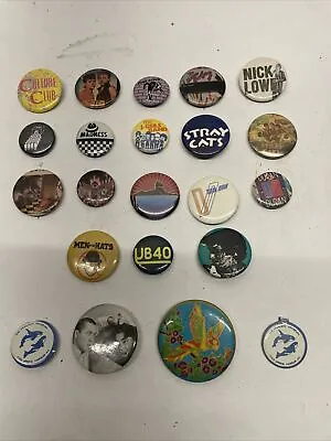 Lot Of 18 Vintage Style 70s 80s Band Tour Merch Button Pins Plus Bonus Pins • $25