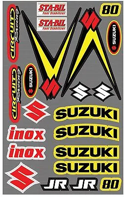 $38.95 • Buy Suzuki Jr 80 Sticker Kit Set Stickers Tank Circuit Inox