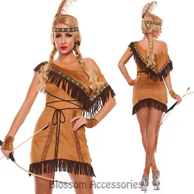 K166 Native American Indian Pocahontas Wild West Fancy Dress Up Western Costume • $39.08