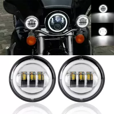 $38.94 • Buy 4 1/2 4.5'' LED Auxiliary Spot Passing Lamp Fog Lights For Harley Motorcycle