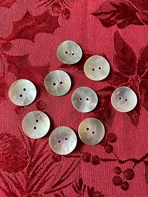 Lot Of 9 Natural Mother Of Pearls Buttons Thin Diameter 1 Inch • $6.99