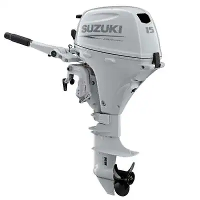 Suzuki Outboard Motor DF15ASW5 | 15HP 4-Stroke White 15 Inch Shaft Tiller • $2852.42