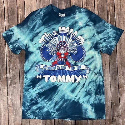 VINTAGE The Who 1989 Tommy Shirt Large Mens Blue Tie Dye Tour Concert 80s READ • $24.95