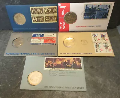 Bicentennial First Day Cover Set Of 5 With Medals 1972 1973 1974 1975 1976 • $27.50