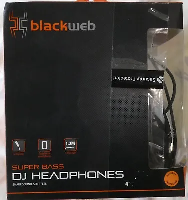£3.99 • Buy Pre Owned Black Web Super Bass DJ Headphones Sharp Sound, Soft Feel