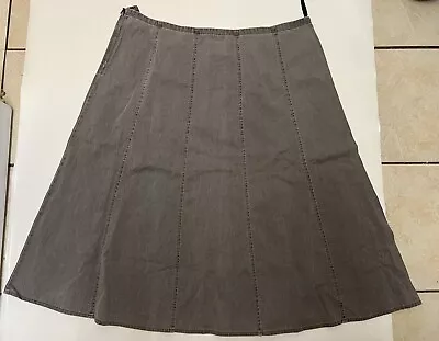 A17) Bonmarche Denim  Skirt Size 24 Grey 100 % Cotton A-line • £8.99