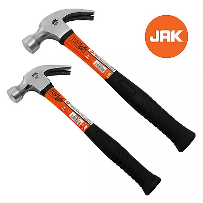 2 X JAK QUALITY Claw Steel 8oz 16oz Hammer Fibreglass Nail Remover DIY Carpenter • £7.95