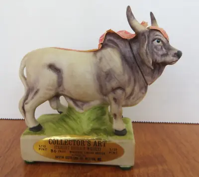 Vintage 1975 BUD HASIN  Collector Art  Brahma Bull Mini Whiskey Decanter Empty • $15