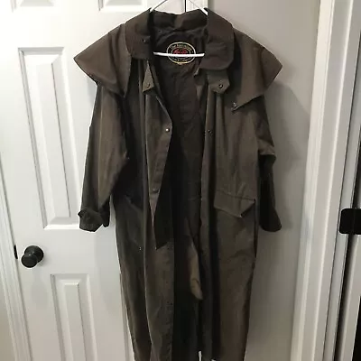 Australian Outback Collection Drover Coat Mens XS Duster Waxed Cotton Leather • $99