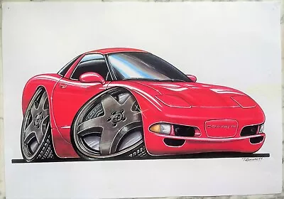 Chevrolet Corvette C5 Koolart Cartoon Caricature Print Poster. 17.5 X 12 Inch. • $7.44