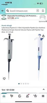 Lab Micropipette Adjustable Variable Volume Single Channel Pipette Pipettor • $6