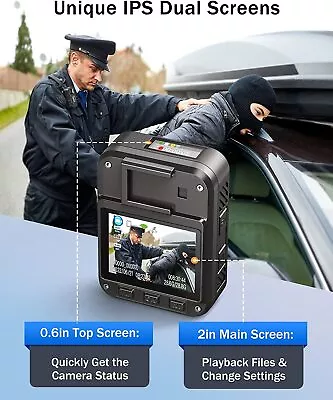 BOBLOV F2 Dual IPS Screens 2K Video Camera GPS Police Body Mounted Camera WiFi • $113.52