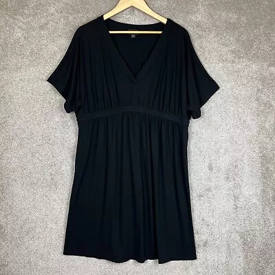 J Jill Wearever Dress Womens 1X Black Short Sleeve Stretch Knee Length- 9505* • $28.99