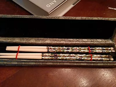 Vintage Chinese Bone And Enamel Chopstick. Cloisonne.  Floral Pattern. Genuine. • $38.88