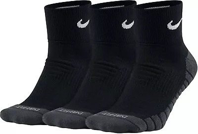 Nike Everyday Max Cushioned Ankle Socks Crew 3 Pair Mens Black Multi Size Casual • $37.99