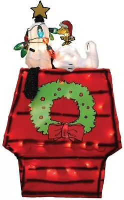 26  3D Prelit Yard Art Snoopy On Dog House W Star Peanuts Christmas Decoration • $54.99