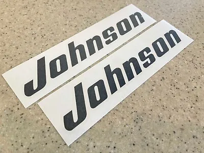 Johnson Vintage Outboard Motor Decals 2-PK Black 9  FREE SHIP + FREE Fish Decal • $10