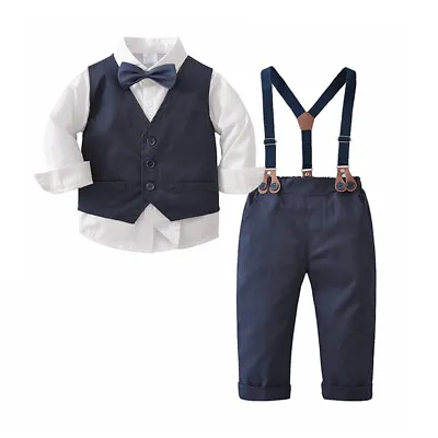 Baby Boys Formal Suit Birthday Set Christening Baptism Tuxedo Outfits • £22.69