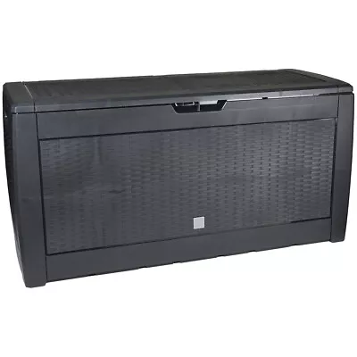 Outdoor Garden Storage Box Chest Cushion Equipment Lid Shed Plastic 310L Black • £44.99