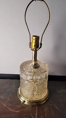 Vintage  Lead Crystal Brass  Table Lamp Etched Flowers Floral • $19.99