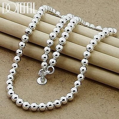 Elegant 925 Sterling Silver 6mm Smooth Beads Ball Chain Necklace Chain • $8.39