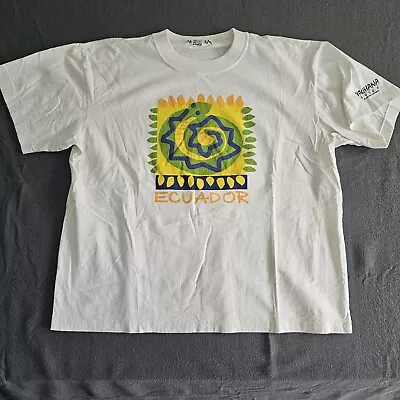 Vtg Margara 2XL Ecuador Yacana Lodge White Graphic Short Sleeve T-Shirt • $11.89