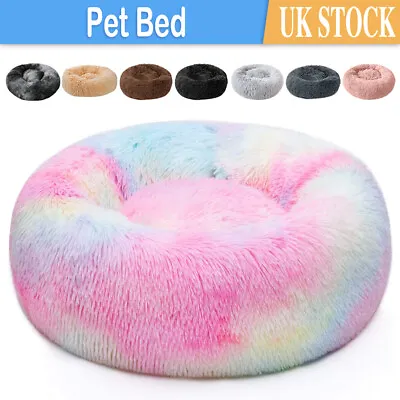 £14.99 • Buy Pet Dog Cat Calming Bed Comfy Shag Warm Fluffy Bed Nest Mattress Fur Donut Pad