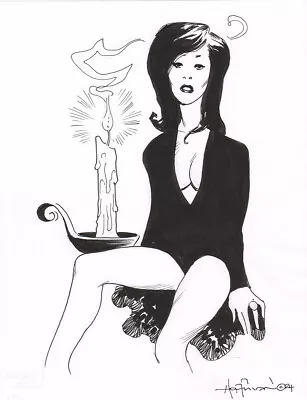 THE CANDLE GIRL! U-D Drawing Retro Original Art From MIKE HOFFMAN! • $9.50