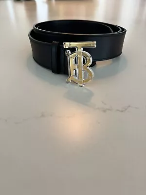 Burberry TB Plexi Monogram Buckle  Leather Belt Black Sz 42 ( Read Description) • $175