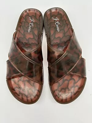 J. Crew Tortoise Look Rubber Crisscross Slide Sandals Size 9 • $22