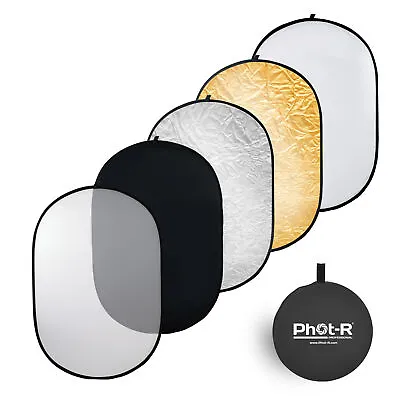 Phot-R 100x150cm (40 X60 ) PRO 5-in-1 Photo Studio Collapsible Reflector+Case • £34
