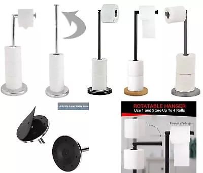 £11.95 • Buy Chrome Free Standing Swivel Toilet Loo Paper Roll Holder And Storage New Home