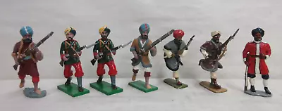 Lot Of 7 Vintage British Colonial Indian Army Sikhs Metal Toy Soldiers • £42.42