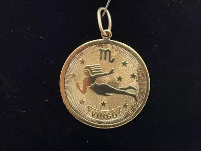 Vintage 1.25” Virgo Medallion Pendant Gold Tone Astrology Celestial Sept Aug • $5.50