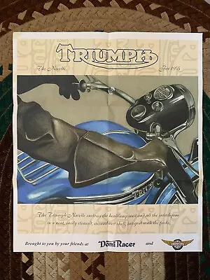 Vintage 1955 Triumph Motorcycle Poster 25 X 22 Domi Racer Accessory Mart 1990s • $14.99