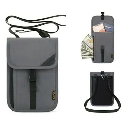 Passport Holder Wallet Neck Stash Pouch RFID Blocking Wallet Bag Travel Security • £7.92