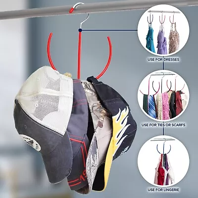 Belt Scarf Hanger Space Saving Organizer Hanging Ties Shoe Hats Rack Red  • $9.97