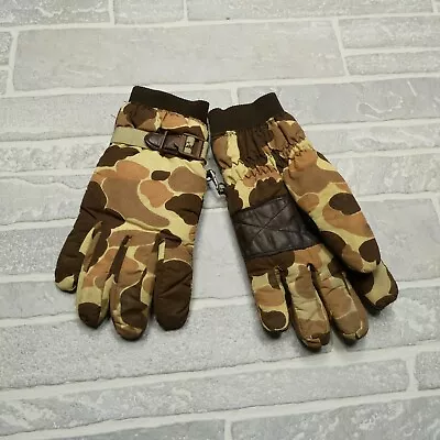 Vintage Cabela's Gloves Woodland Camo Leather Accents Mens Size Large • $24.77