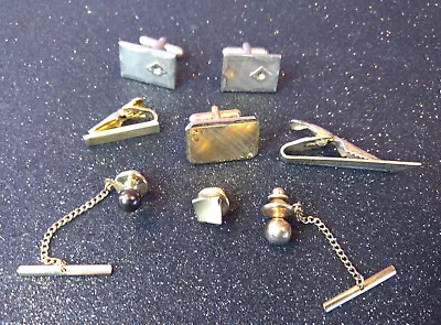 Cufflinks Tie Clips Tie Tacks Mens Jewelry Lot Gold Silver Tone Assorted Vintage • $15.99