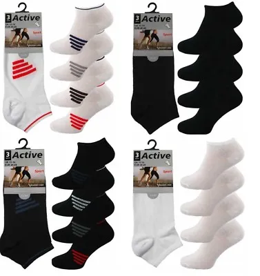 £3.97 • Buy 3 6 Or 12 Pairs Of Mens Big Foot Trainer Socks Black White Size 11-14 Sport Feet