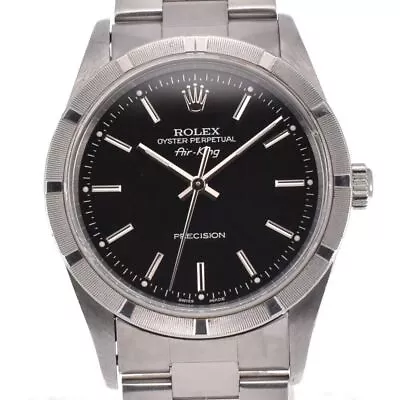 ROLEX Air King 14010 Engine Turned Bezel Black Dial Automatic Men's H#127883 • $5684.15