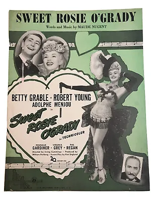 1943 Original BETTY GRABLE Movie Sheet Music SWEET ROSIE O'GRADY Irish Valentine • $11.95