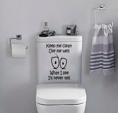 £2.75 • Buy Funny Toilet Sticker KEEP ME CLEAN Vinyl Decal Bathroom Wall Seat Home Décor