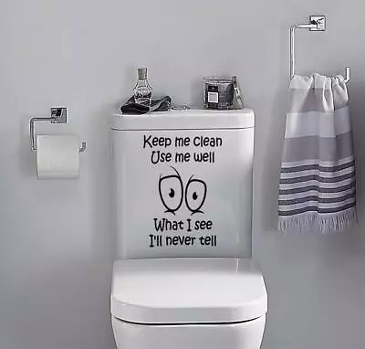 £2.75 • Buy Funny Toilet Sticker KEEP ME CLEAN Vinyl Decal Bathroom Wall Seat Home Décor