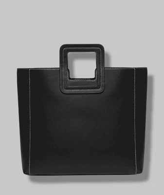 $103.48 • Buy $295 Staud Women's Black Leather Shirley Handbag 2 Piece Top Handle Tote Bag