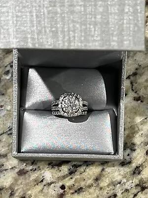 $5000 • Buy 2-1/4CT. T.W. Diamond Double Halo Engagement Ring Bridal Set In 14K White Gold