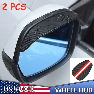 2x Car Carbon Fiber Black Rearview Side Mirror Rain Visor Guard Car Accessories • $4.99