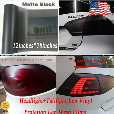 Fit Headlight+tail+fog Light 12 X78  Matte Black Smoke Tint Film Lens Vinyl Wrap • $6.98