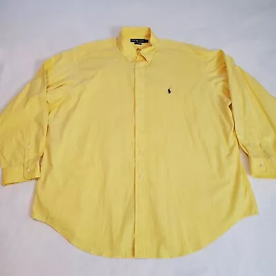 Ralph Lauren Long Sleeve Yellow Yarmouth 100% Cotton Oxford 17 1/2-35 • $19.99