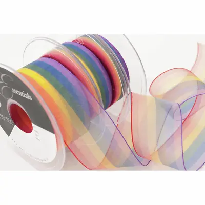 Berisfords Rainbow Ribbon - Sheer Grosgrain Pastel Happy Birthday  - Cut Lengths • £1.52
